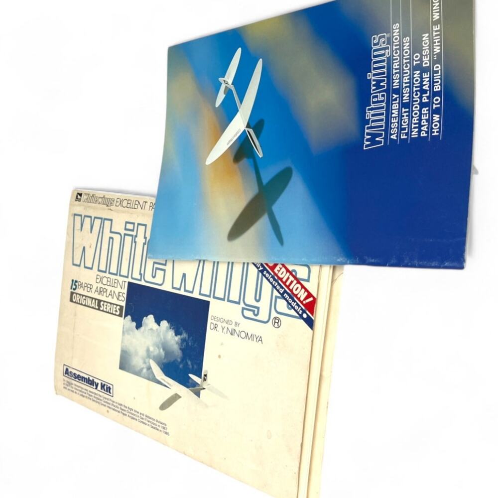 Vintage 80s Nostalgia Toy White Wings Paper Airplane Box Set Assembly Kit Unused
